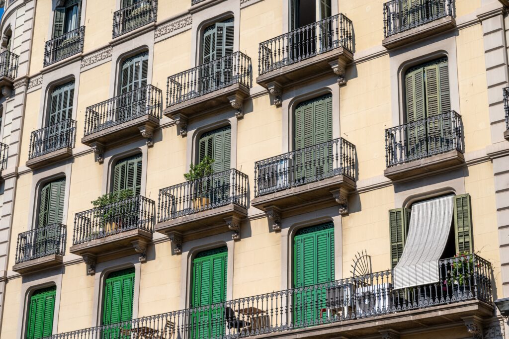 Typical house facades in Barcelona
